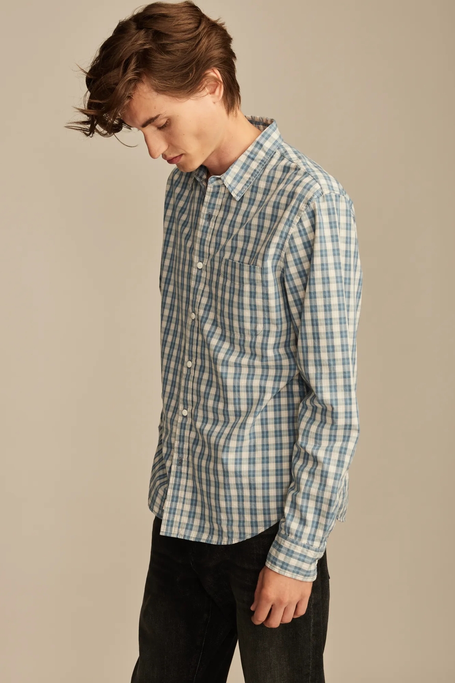 PLAID ONE POCKET POPLIN LONG SLEEVE SHIRT, image 3