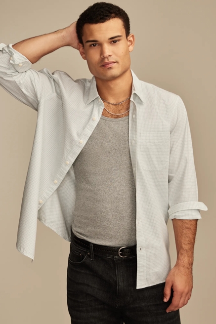 PLAID ONE POCKET POPLIN LONG SLEEVE SHIRT, image 1