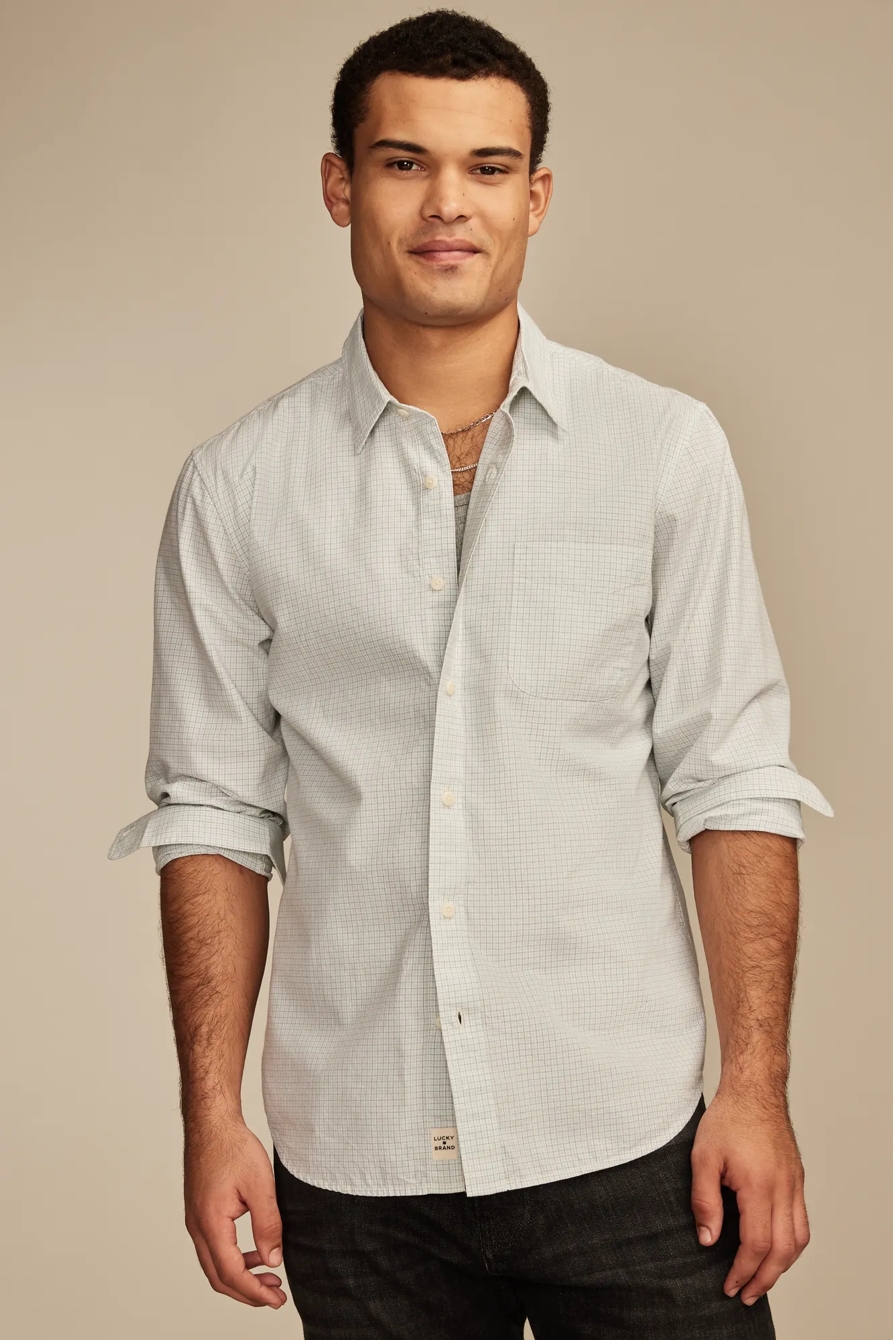 PLAID ONE POCKET POPLIN LONG SLEEVE SHIRT, image 2
