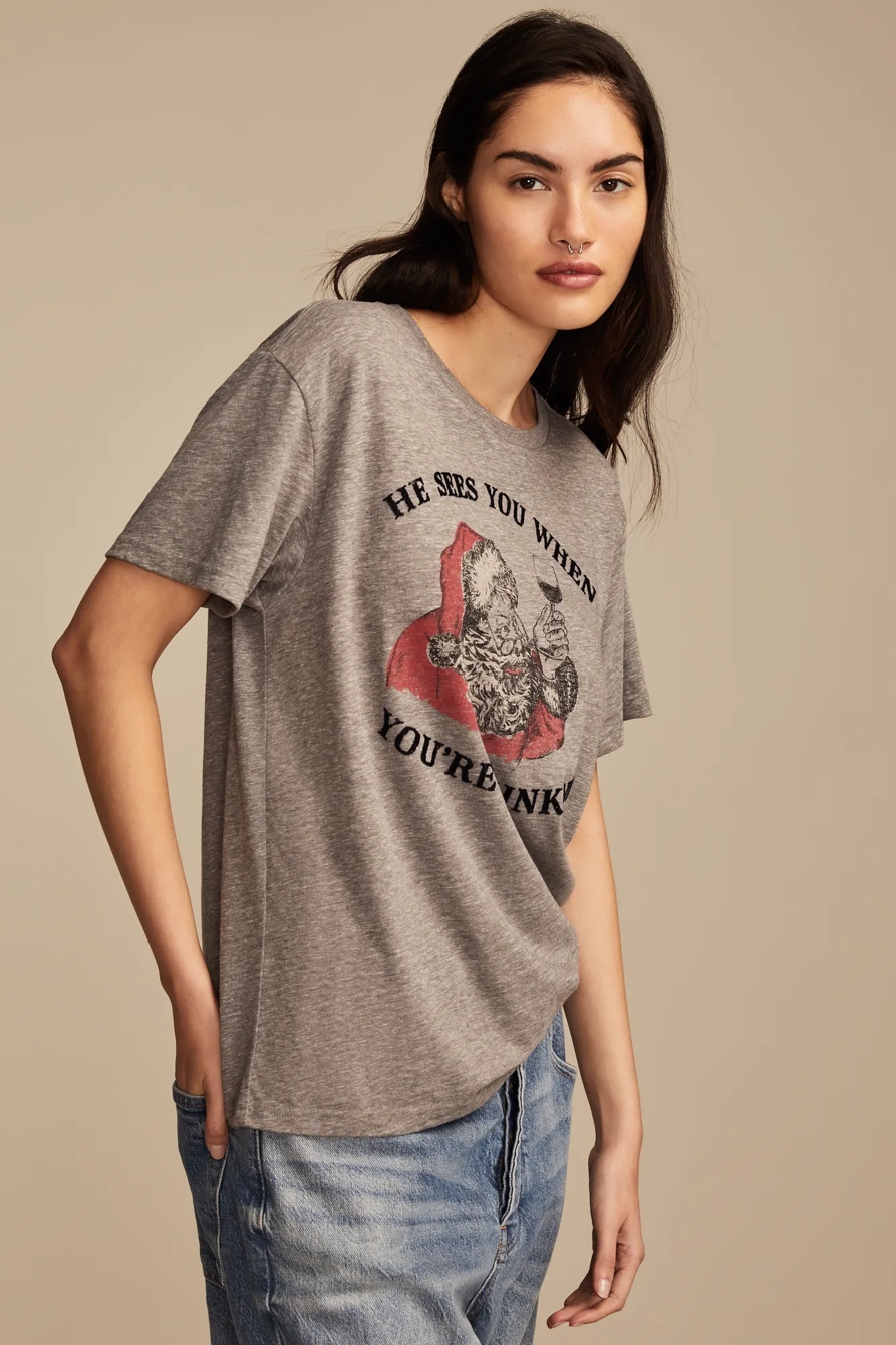 HE SEES YOU WHEN YOURE DRINKING BOYFRIEND TEE, image 4