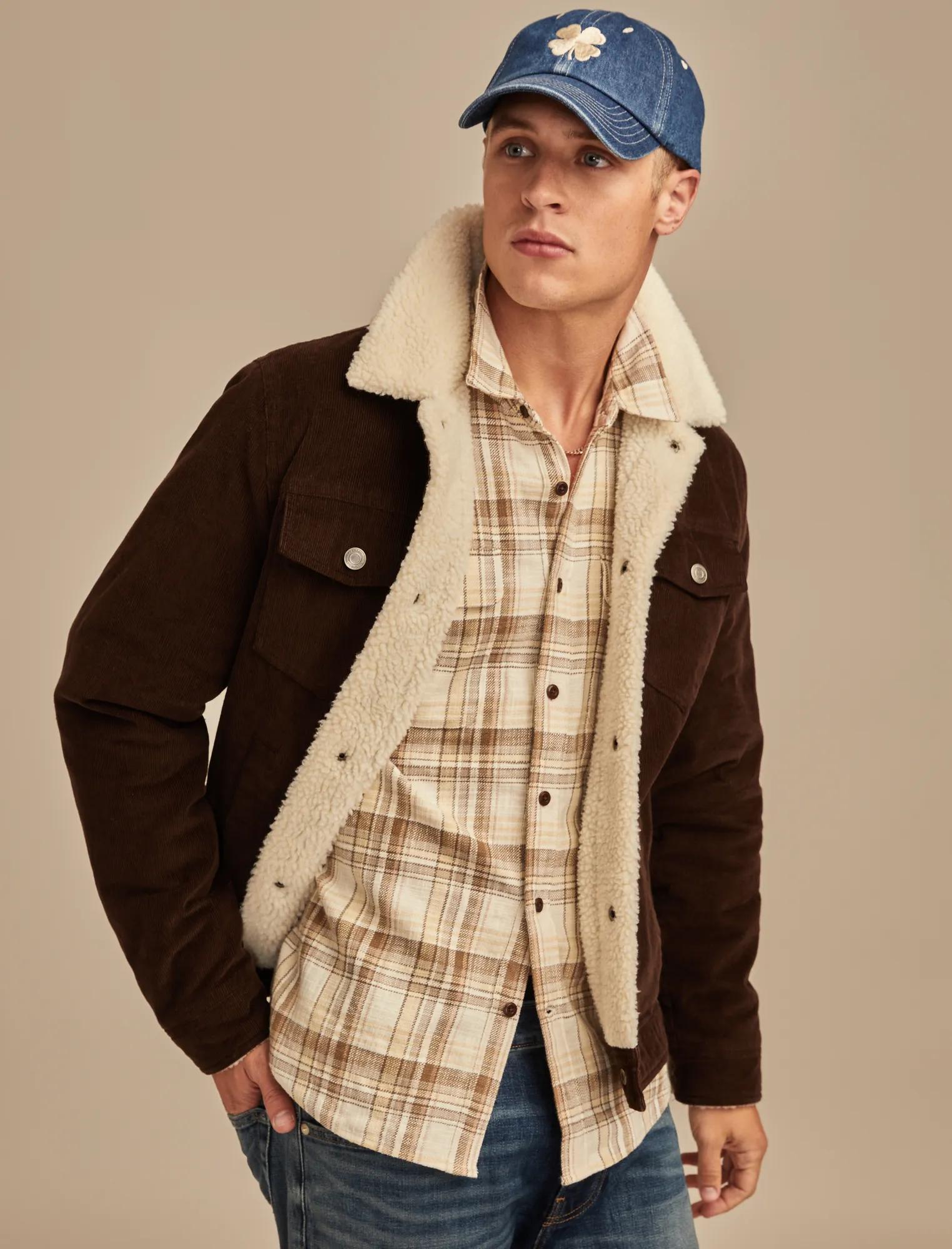 シェルパ ジャケット ラッキーブランド Trim Corduroy Lucky Brand (取寄) Jacket Oatmeal コーデュロイ トリム Sherpa