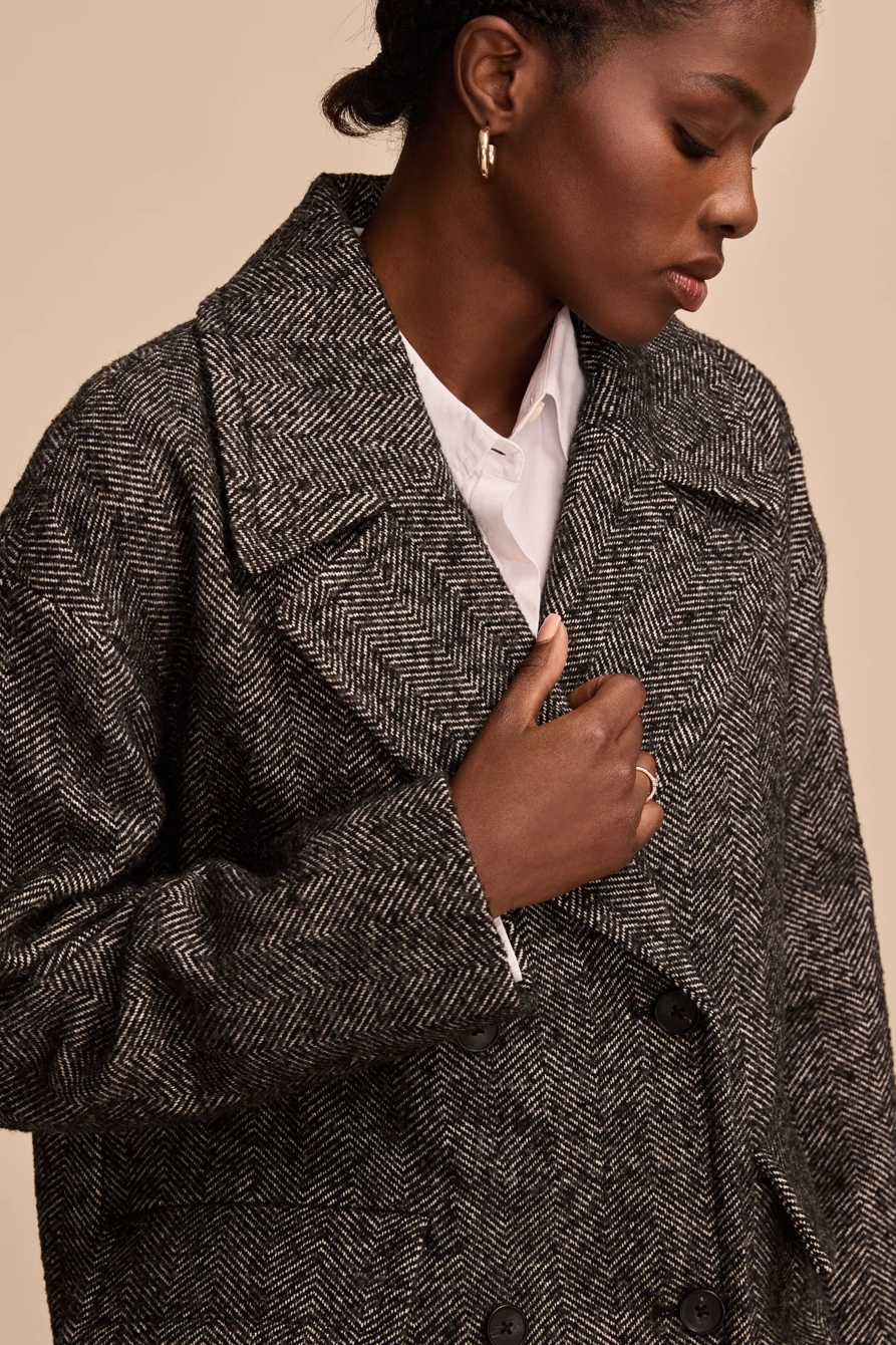 HERRINGBONE DOUBLE BREASTED COAT, image 2