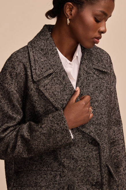 HERRINGBONE DOUBLE BREASTED COAT, image 2