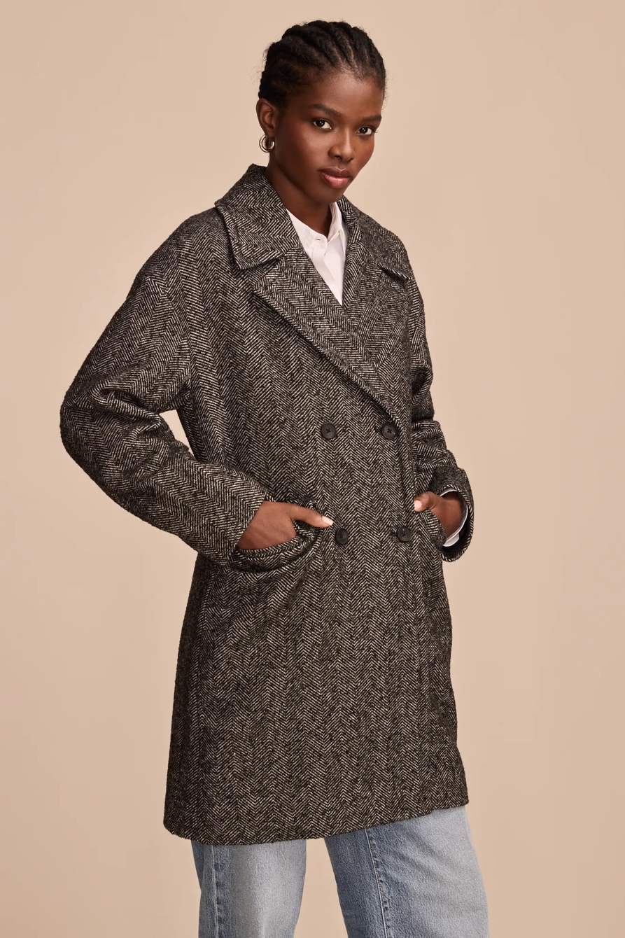 HERRINGBONE DOUBLE BREASTED COAT, image 3