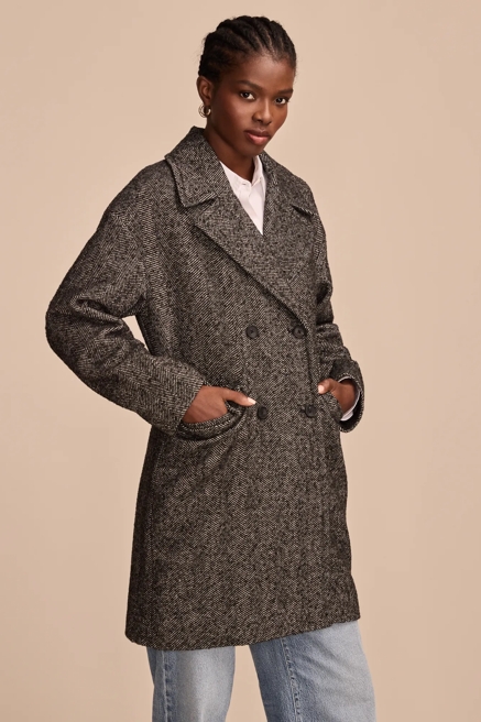 HERRINGBONE DOUBLE BREASTED COAT, image 3