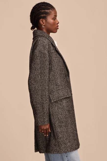 HERRINGBONE DOUBLE BREASTED COAT, image 4