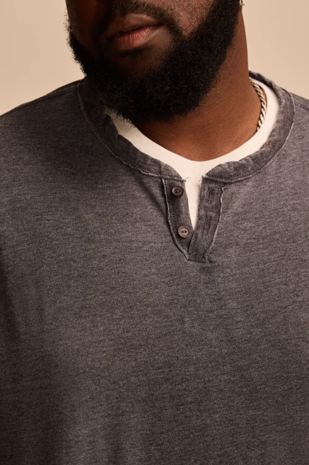 BIG & TALL VENICE BURNOUT LONG SLEEVE NOTCH NECK SHIRT, image 2