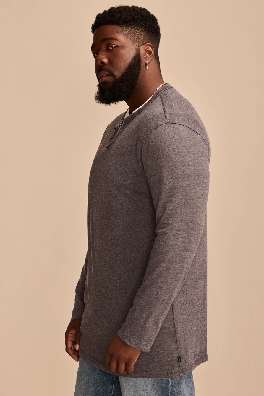 BIG & TALL VENICE BURNOUT LONG SLEEVE NOTCH NECK SHIRT, image 3