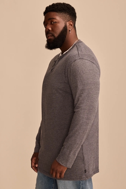 BIG & TALL VENICE BURNOUT LONG SLEEVE NOTCH NECK SHIRT, image 3
