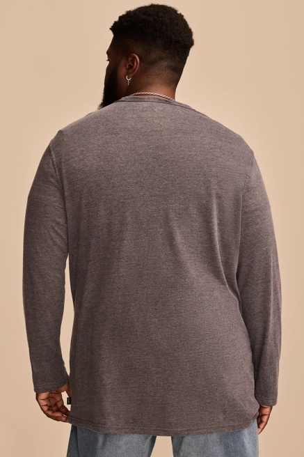 BIG & TALL VENICE BURNOUT LONG SLEEVE NOTCH NECK SHIRT, image 4