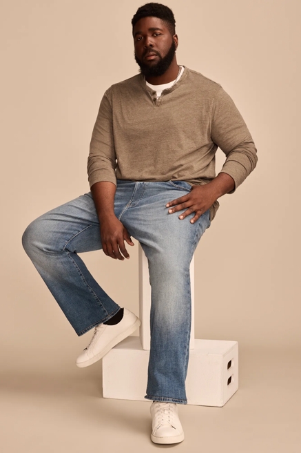 BIG & TALL VENICE BURNOUT LONG SLEEVE NOTCH NECK SHIRT, image 1