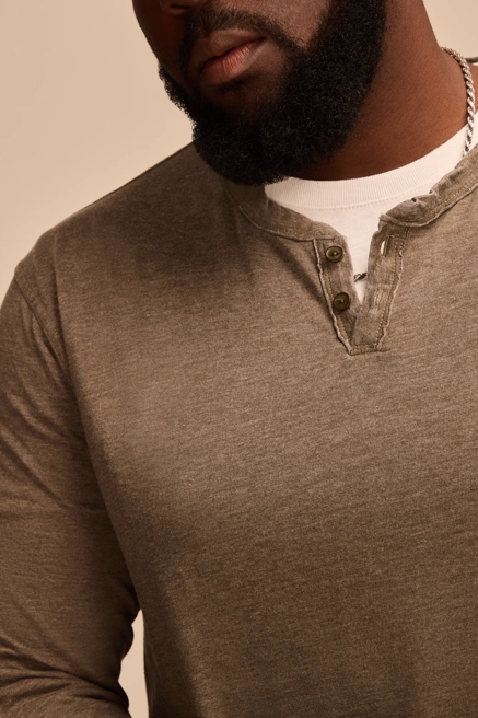 BIG & TALL VENICE BURNOUT LONG SLEEVE NOTCH NECK SHIRT, image 2