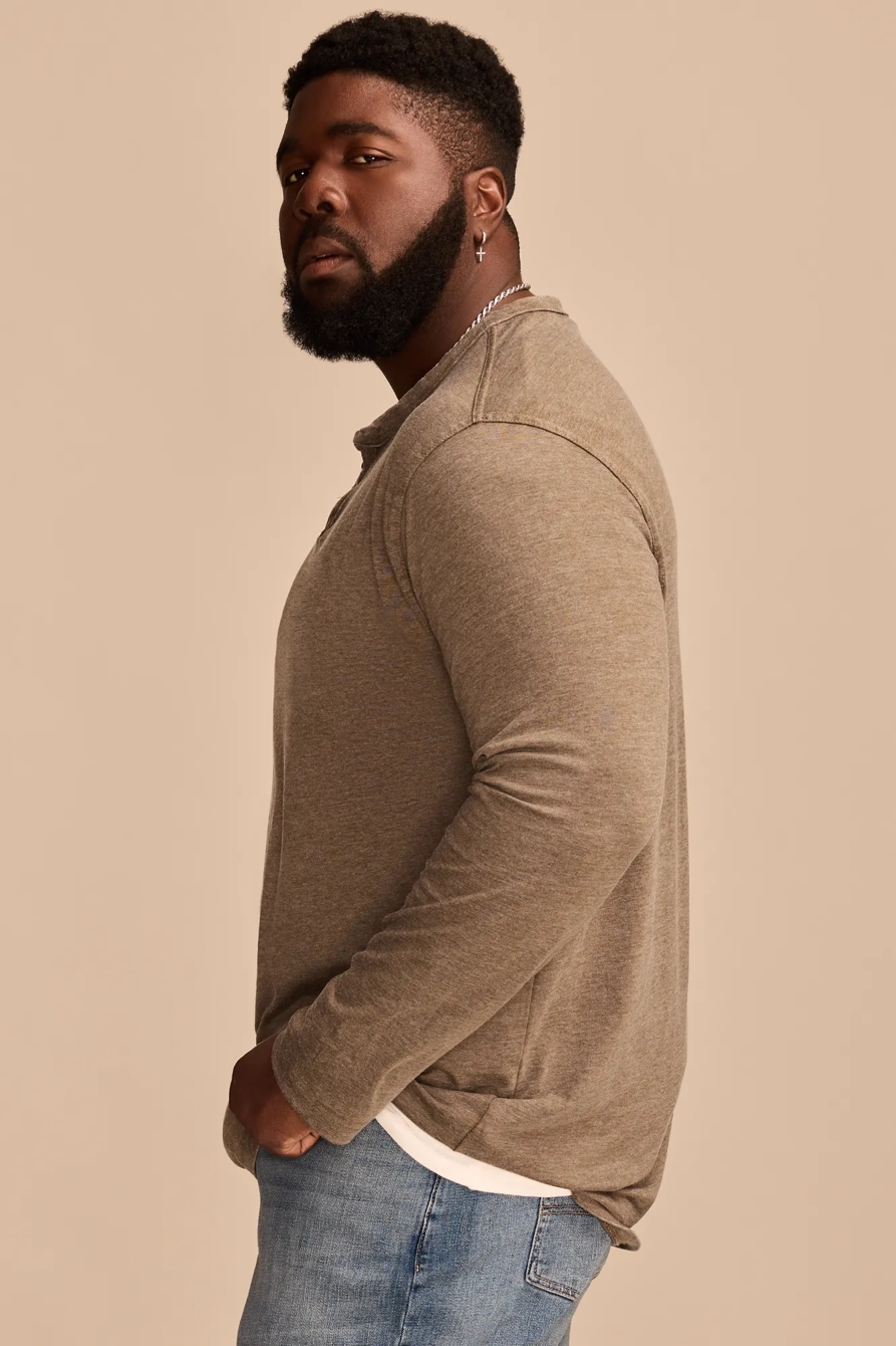 BIG & TALL VENICE BURNOUT LONG SLEEVE NOTCH NECK SHIRT, image 3