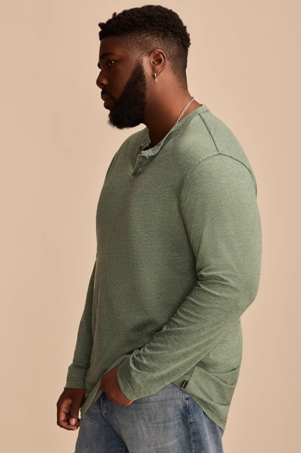 BIG & TALL VENICE BURNOUT LONG SLEEVE NOTCH NECK SHIRT, image 3