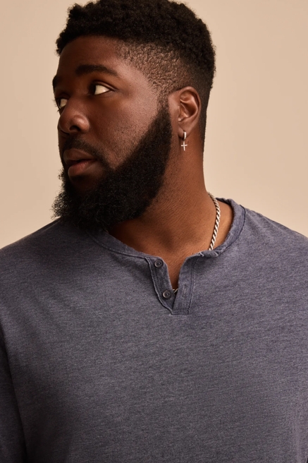 BIG & TALL VENICE BURNOUT LONG SLEEVE NOTCH NECK SHIRT, image 2