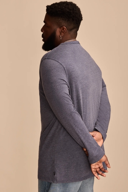BIG & TALL VENICE BURNOUT LONG SLEEVE NOTCH NECK SHIRT, image 3