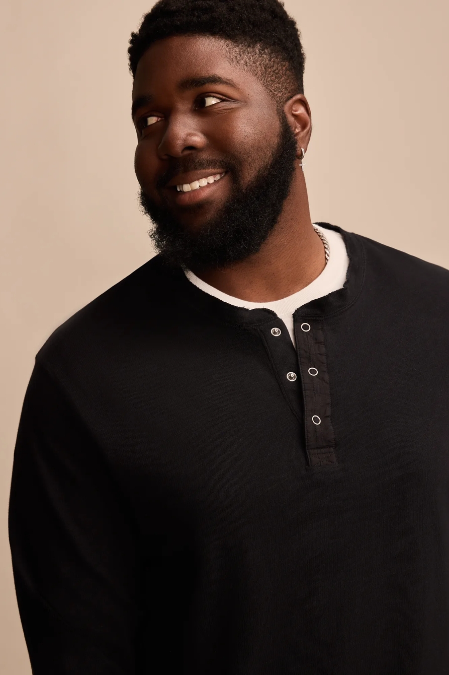 BIG & TALL WEEKEND SLUB JERSEY LONG SLEEVE HENLEY, image 2