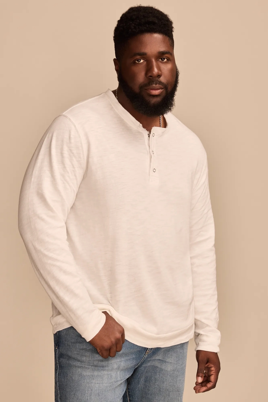 BIG & TALL WEEKEND SLUB JERSEY LONG SLEEVE HENLEY, image 3