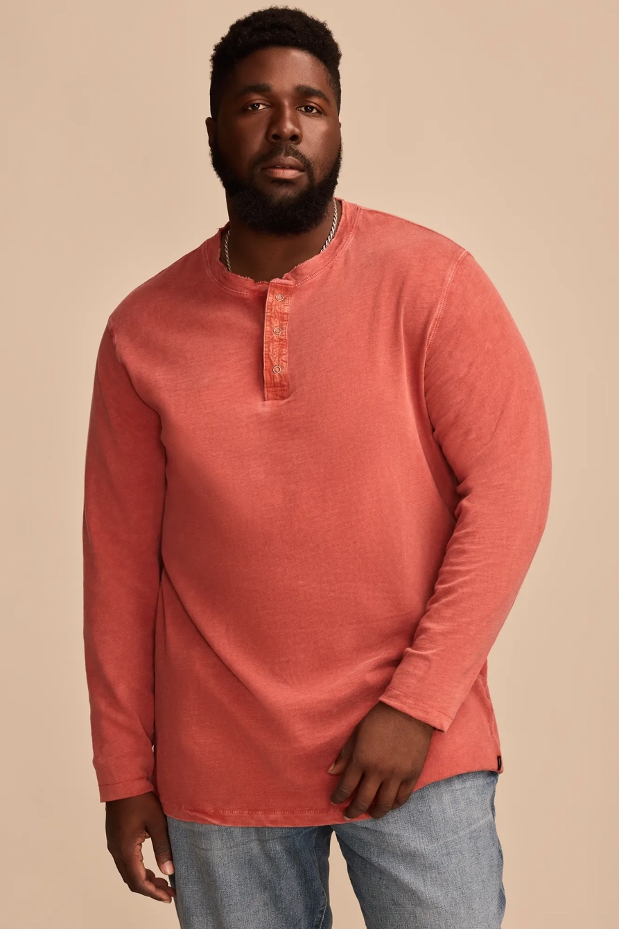 BIG & TALL WEEKEND SLUB JERSEY LONG SLEEVE HENLEY
