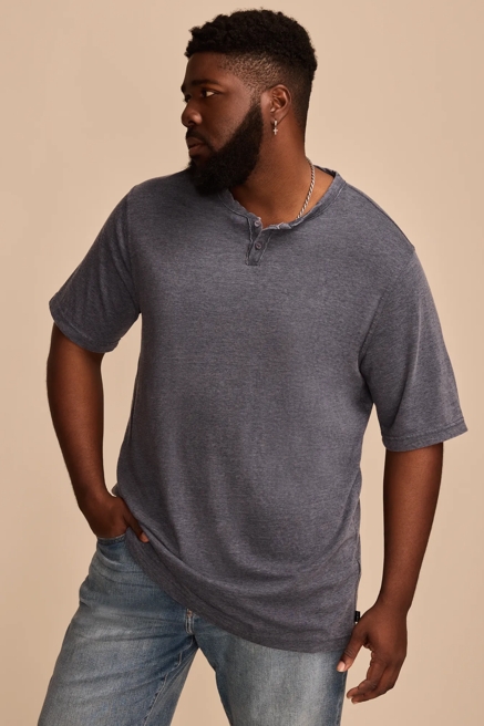 BIG & TALL VENICE BURNOUT NOTCH NECK TEE, image 1