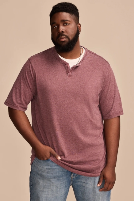 BIG & TALL VENICE BURNOUT NOTCH NECK TEE, image 1