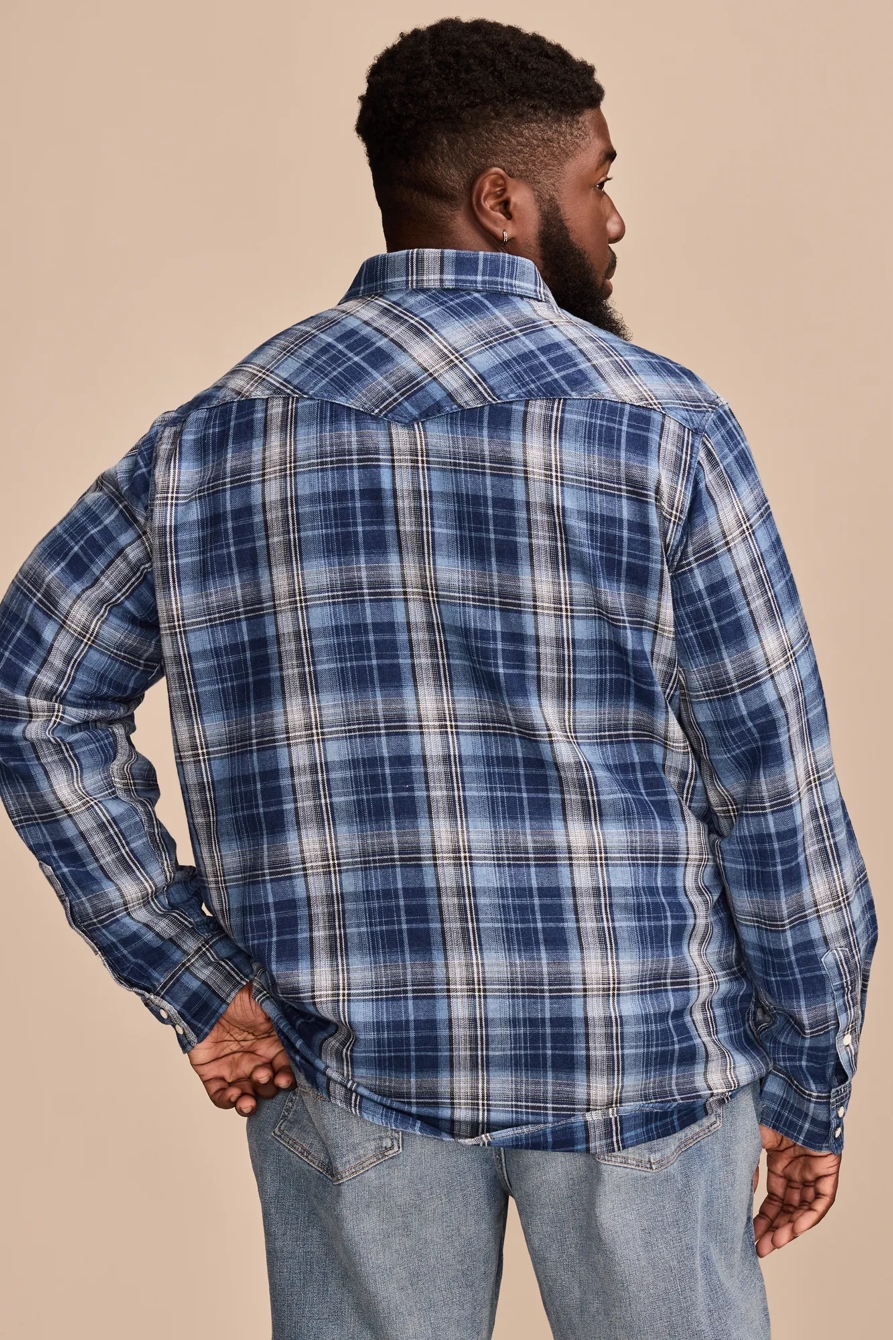 INDIGO PLAID WESTERN LONG SLEEVE SHIRT, image 4
