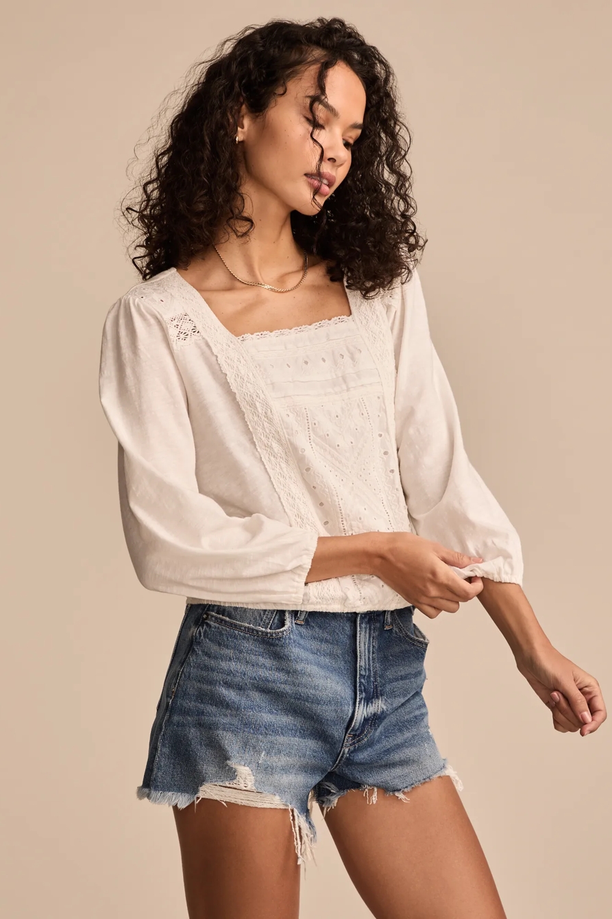 SQUARE NECK PEASANT TOP, image 3