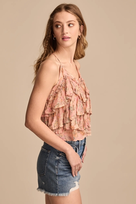 PRINTED CHIFFON RUFFLE TOP, image 4