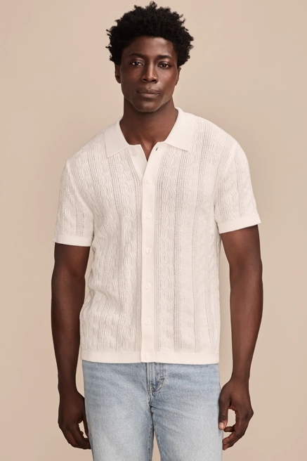 SHORT SLEEVE BUTTON DOWN SWEATER, image 1