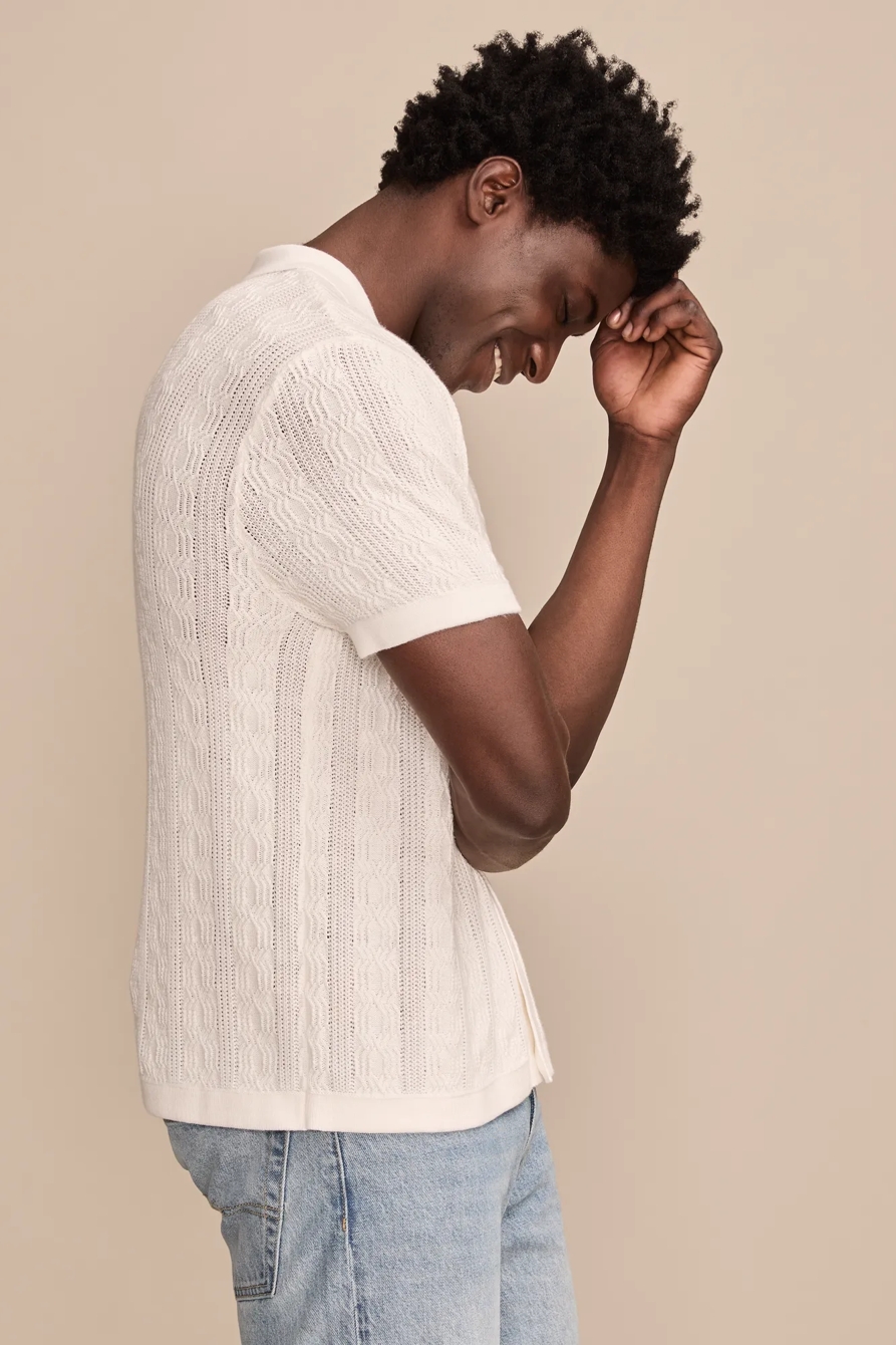 SHORT SLEEVE BUTTON DOWN SWEATER, image 3