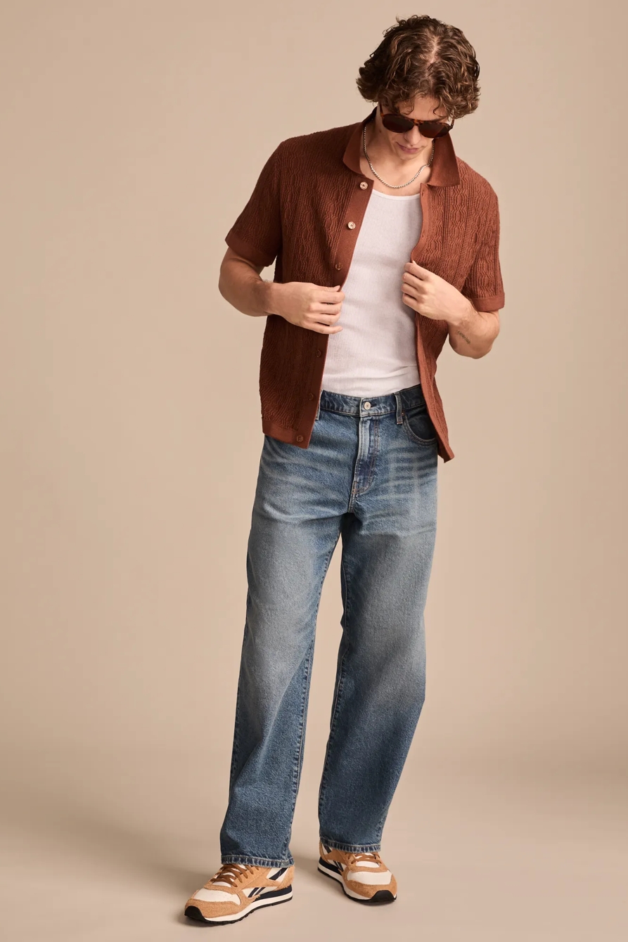 SHORT SLEEVE BUTTON DOWN SWEATER