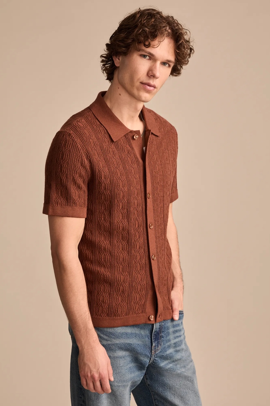 SHORT SLEEVE BUTTON DOWN SWEATER