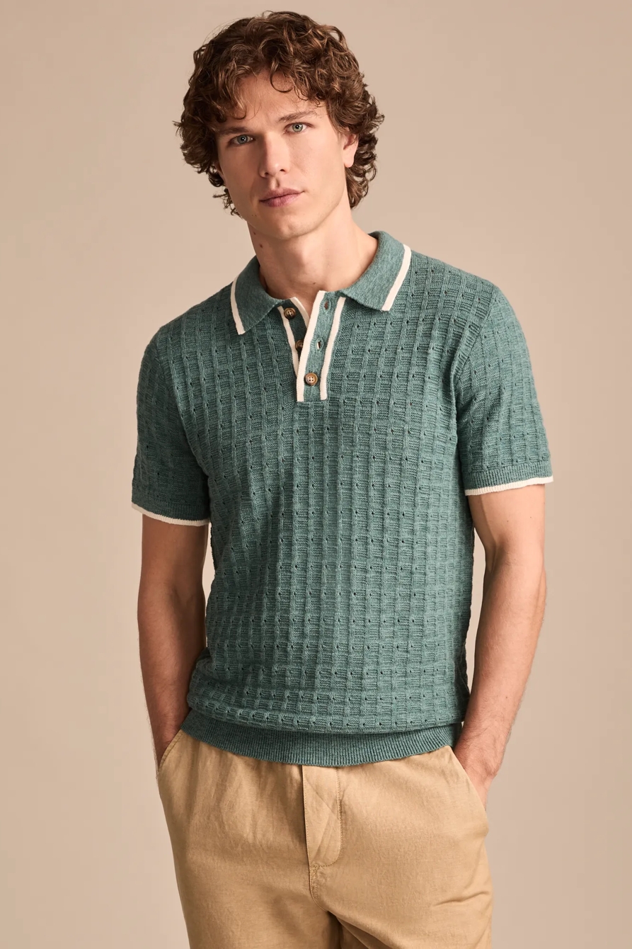 SHORT SLEEVE TIPPED POLO SWEATER, image 1
