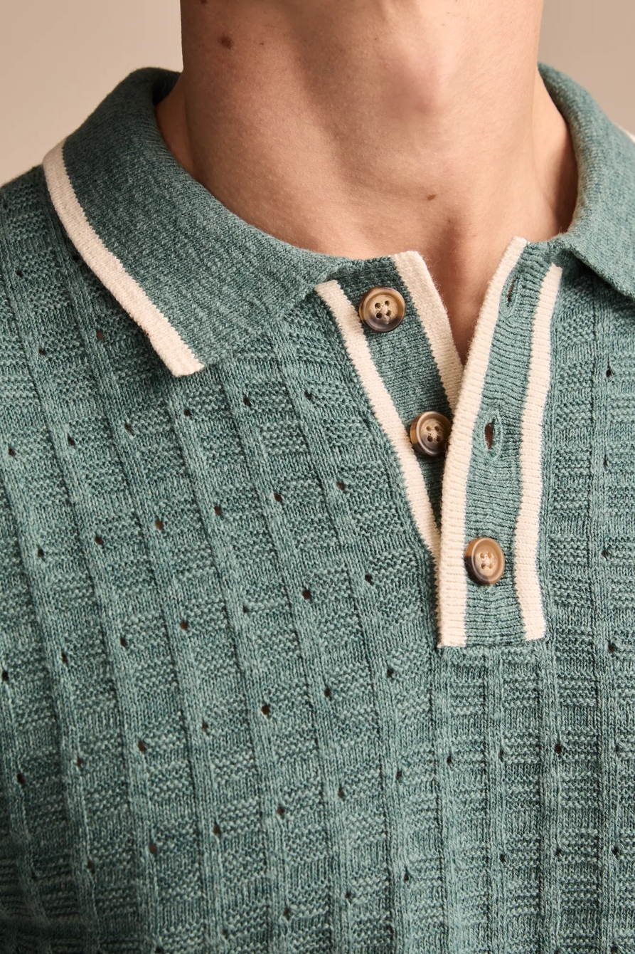 SHORT SLEEVE TIPPED POLO SWEATER, image 3