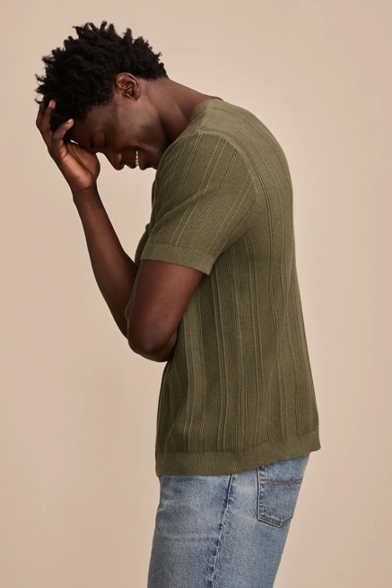 SHORT SLEEVE HENLEY SWEATER, image 4