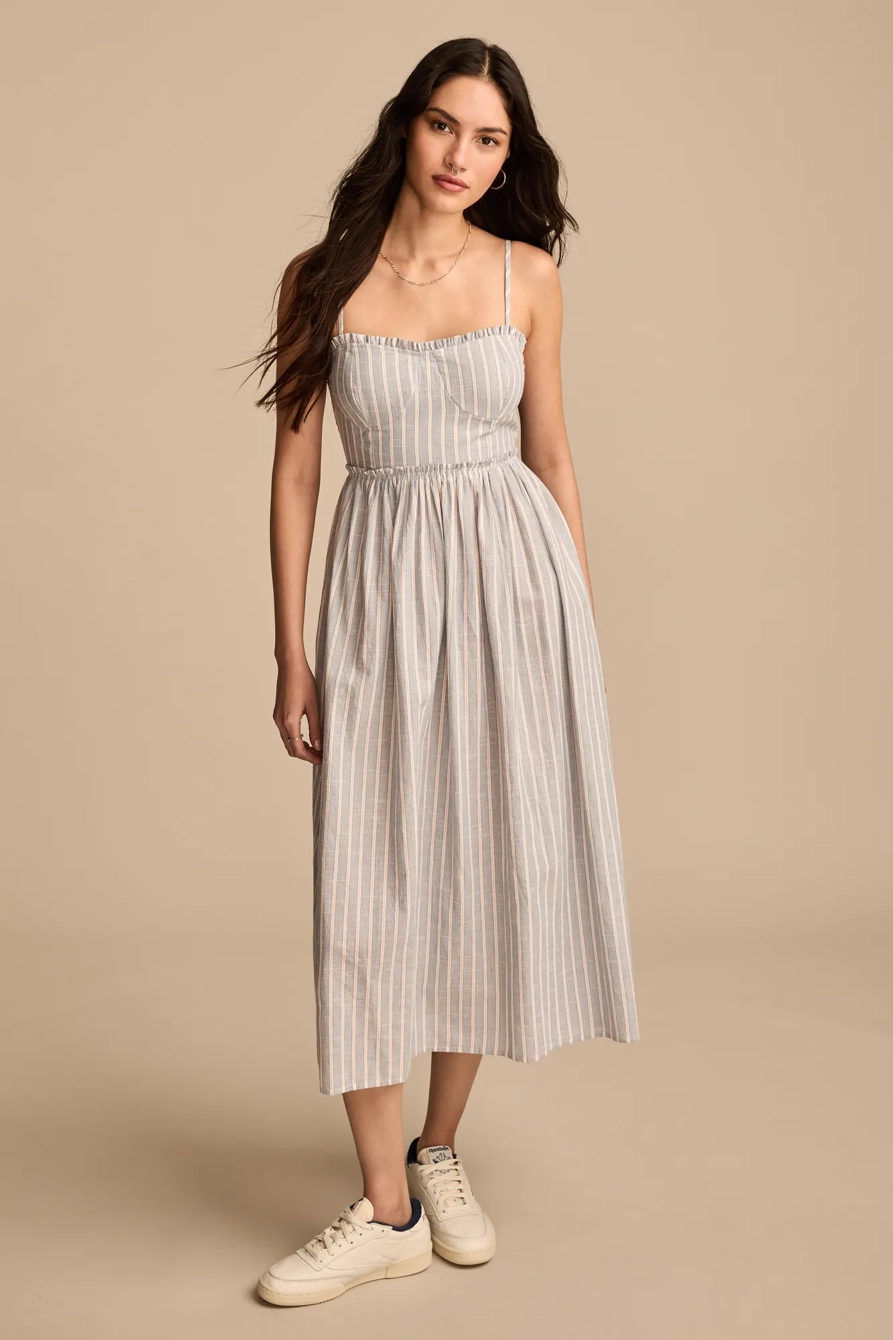 CORSET POPLIN MIDI DRESS