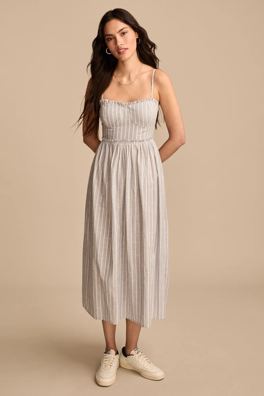 CORSET POPLIN MIDI DRESS
