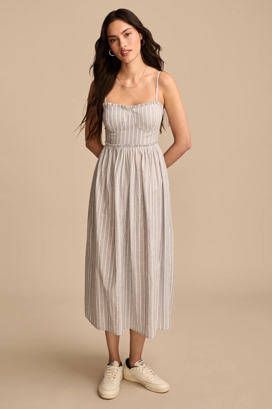 CORSET POPLIN MIDI DRESS, image 3