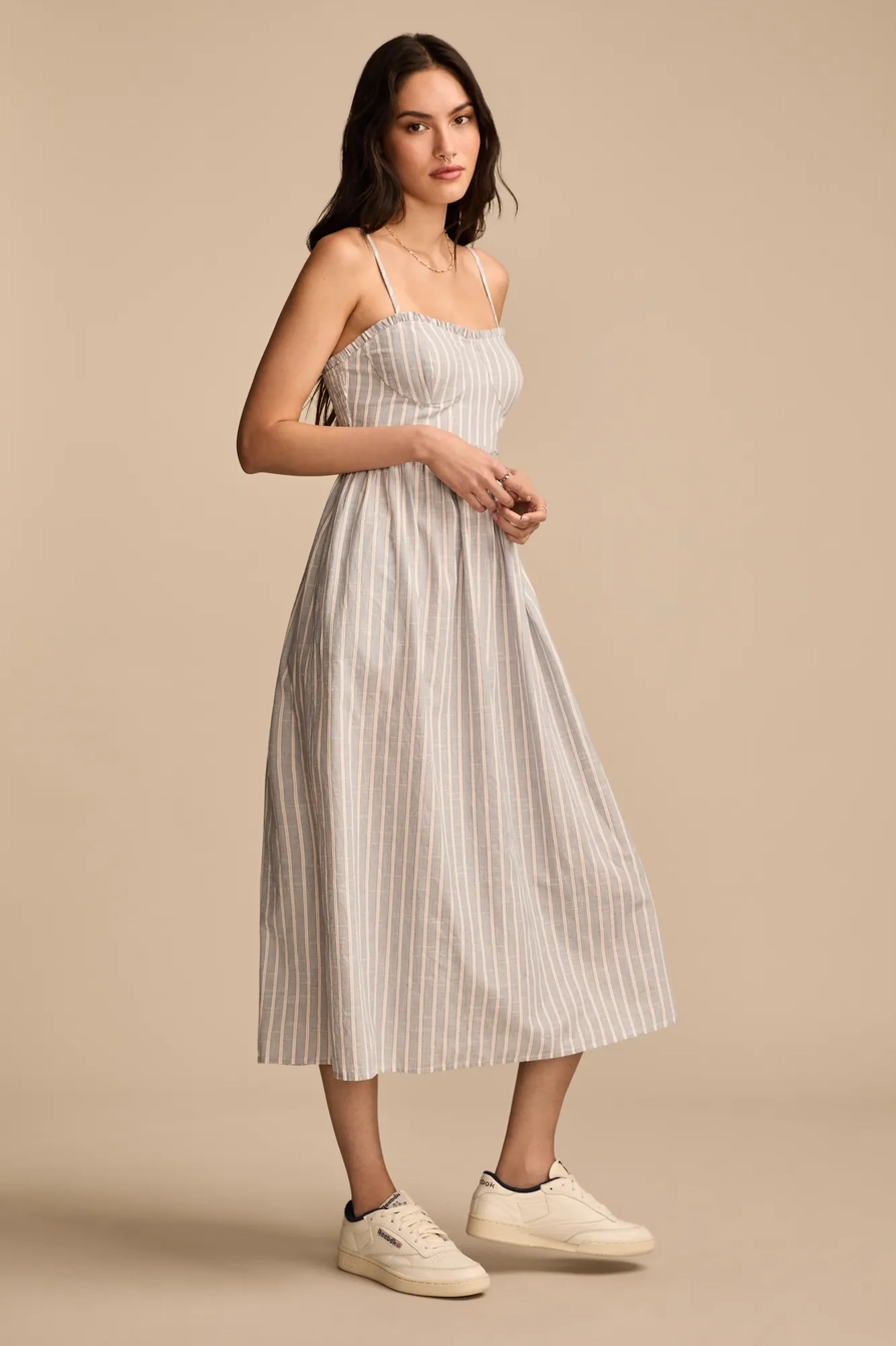 CORSET POPLIN MIDI DRESS