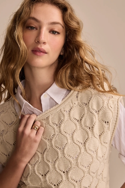 POINTELLE BOBBLE SWEATER VEST, image 2