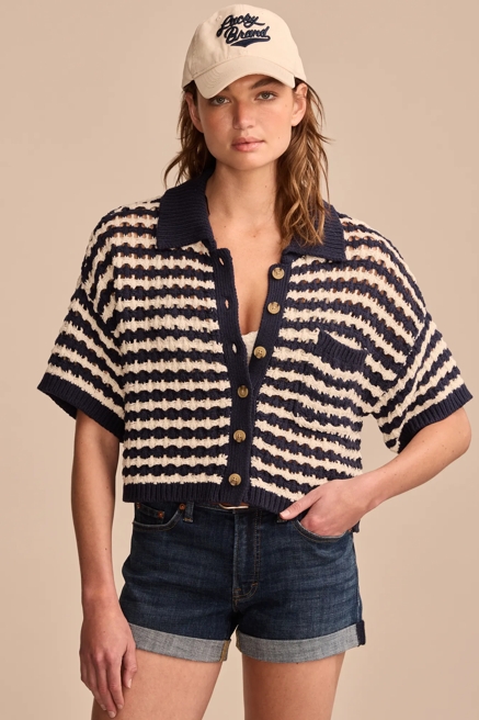 SHORT SLEEVE POINTELLE POLO BUTTON DOWN, image 1