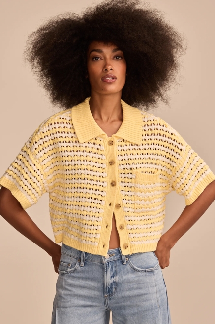 SHORT SLEEVE POINTELLE POLO BUTTON DOWN, image 2