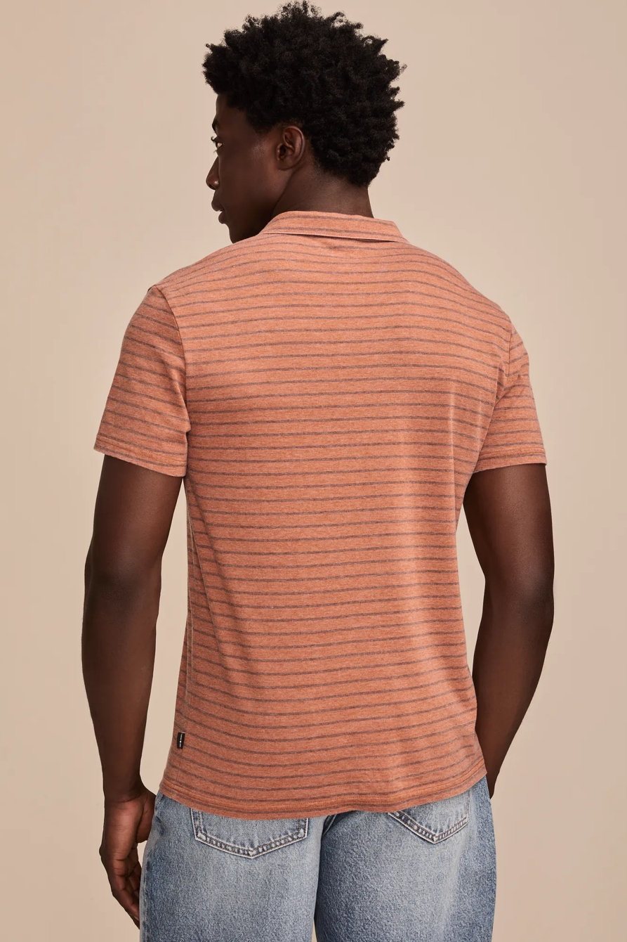 SLUB JERSEY STRIPE JOHNNY COLLAR POLO, image 3