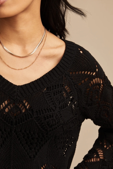 POINTELLE V NECK PULLOVER, image 2