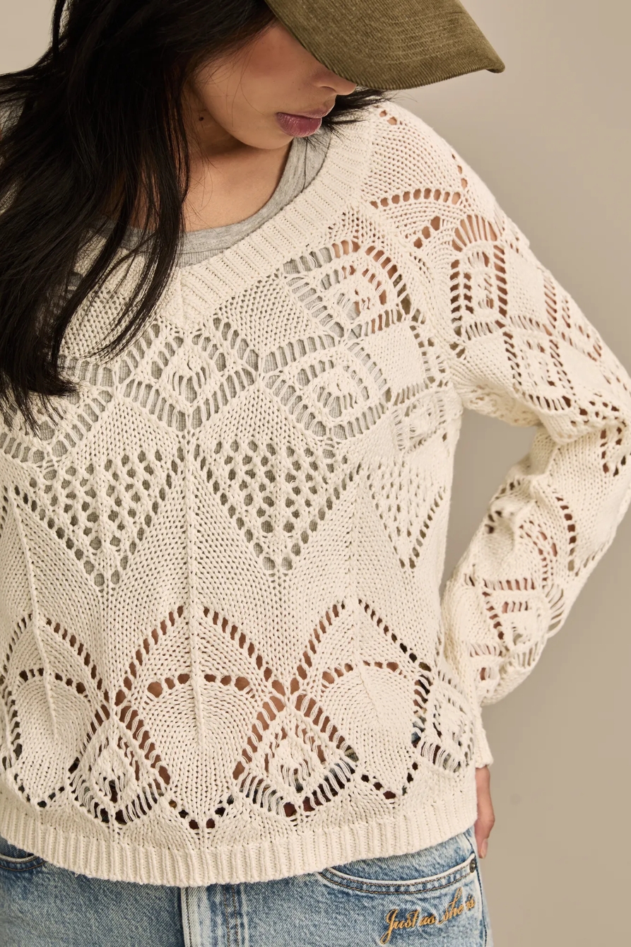 POINTELLE V NECK PULLOVER, image 2