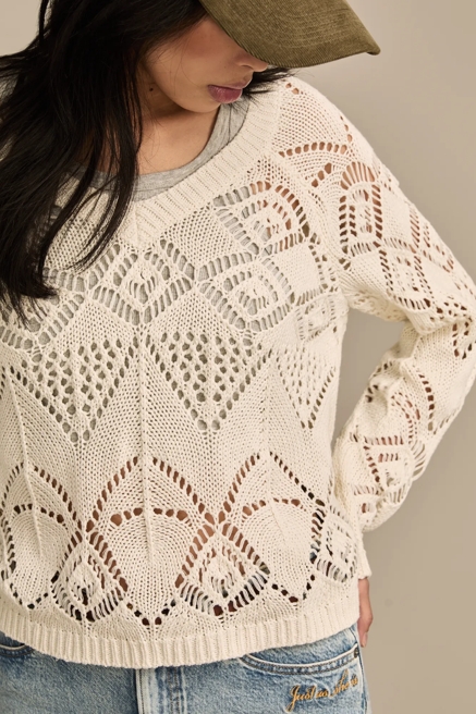 POINTELLE V NECK PULLOVER, image 2