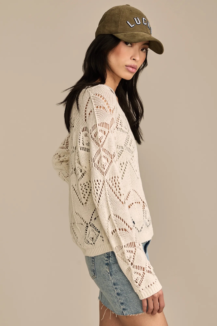 POINTELLE V NECK PULLOVER, image 4