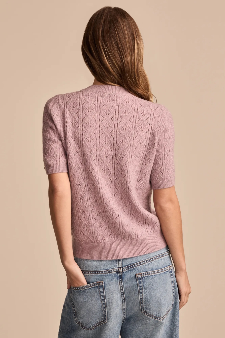 PUFF SLEEVE POINTELLE SWEATER TEE, image 3