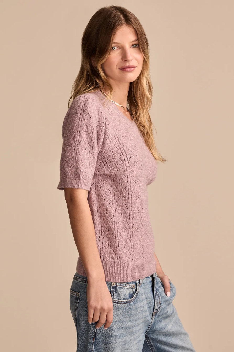PUFF SLEEVE POINTELLE SWEATER TEE, image 4