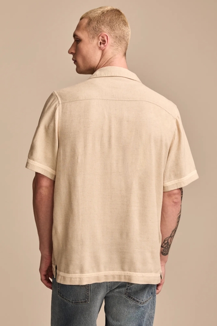 SHORT SLEEVE EMBROIDERED CAMP COLLAR SHIRT, image 3